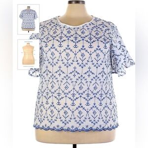 Kindred Eyelet Blue and White Blouse 1x